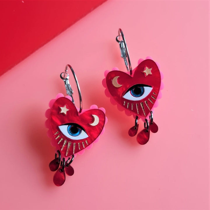 Flaming Heart Earrings by Cherryloco Jewellery 4