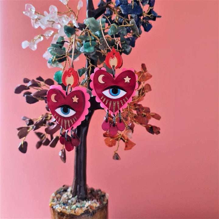Flaming Heart Hoop Earrings &ndash; Two Sizes by Cherryloco Jewellery 3
