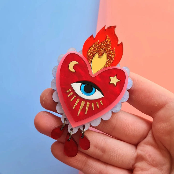 Flaming Heart Statement Brooch by Cherryloco Jewellery 7