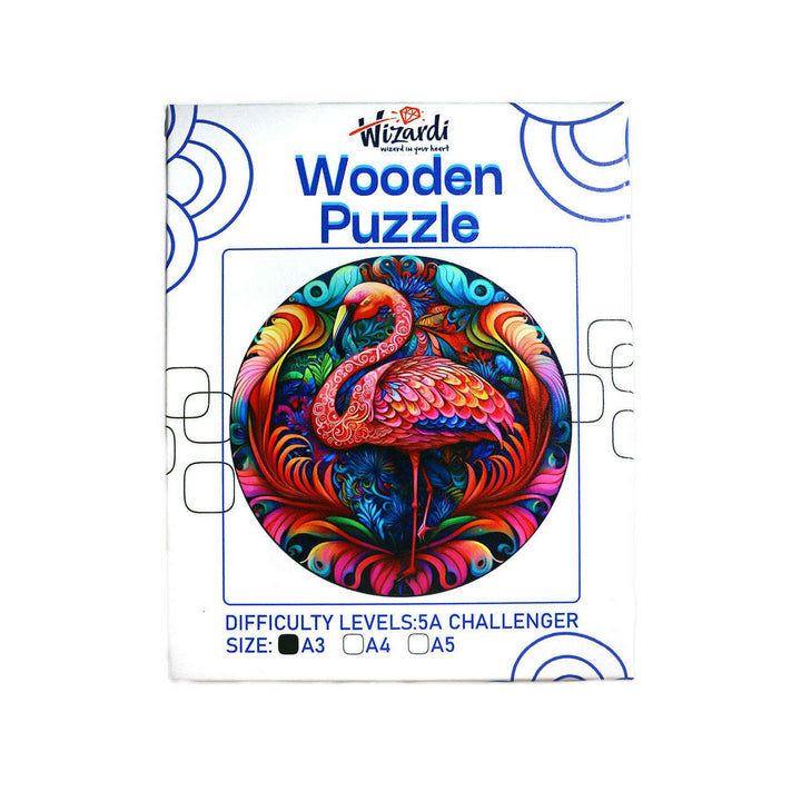 Flamingo in Leaves - Jigsaw Wooden Puzzle by Wizardi F07N9-27