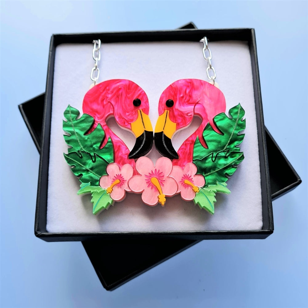 Flamingo Love Necklace by Cherryloco Jewellery 1