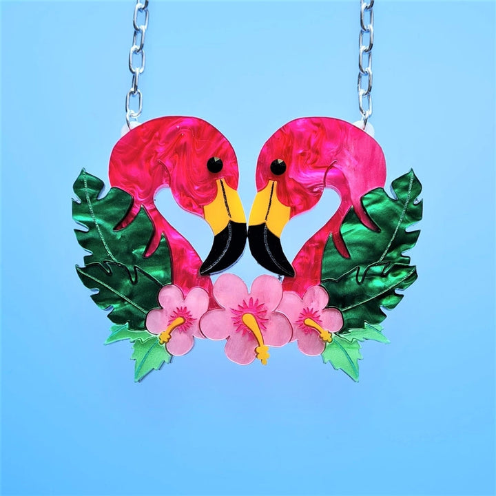 Flamingo Love Necklace by Cherryloco Jewellery 4