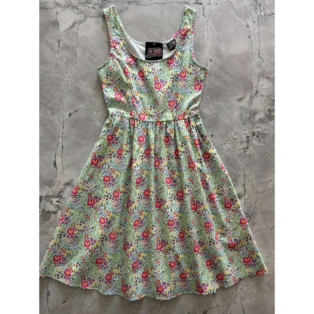 Floral Cats Fit & Flare Dress