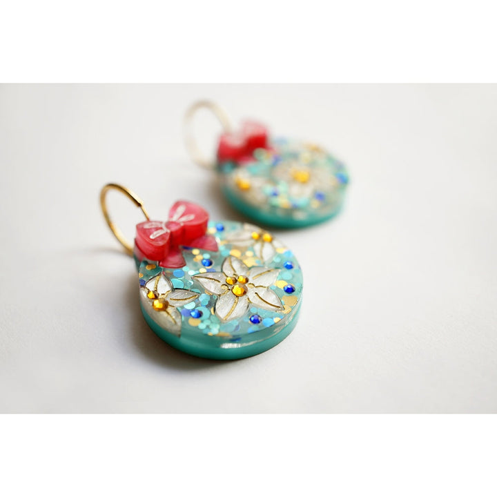 Floral Christmas Ornament Earrings by Laliblue 2