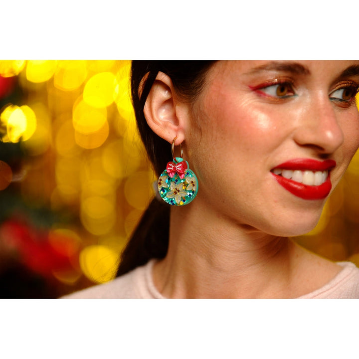 Floral Christmas Ornament Earrings by Laliblue 3