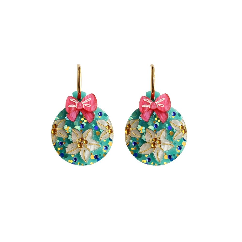 Floral Christmas Ornament Earrings by Laliblue 