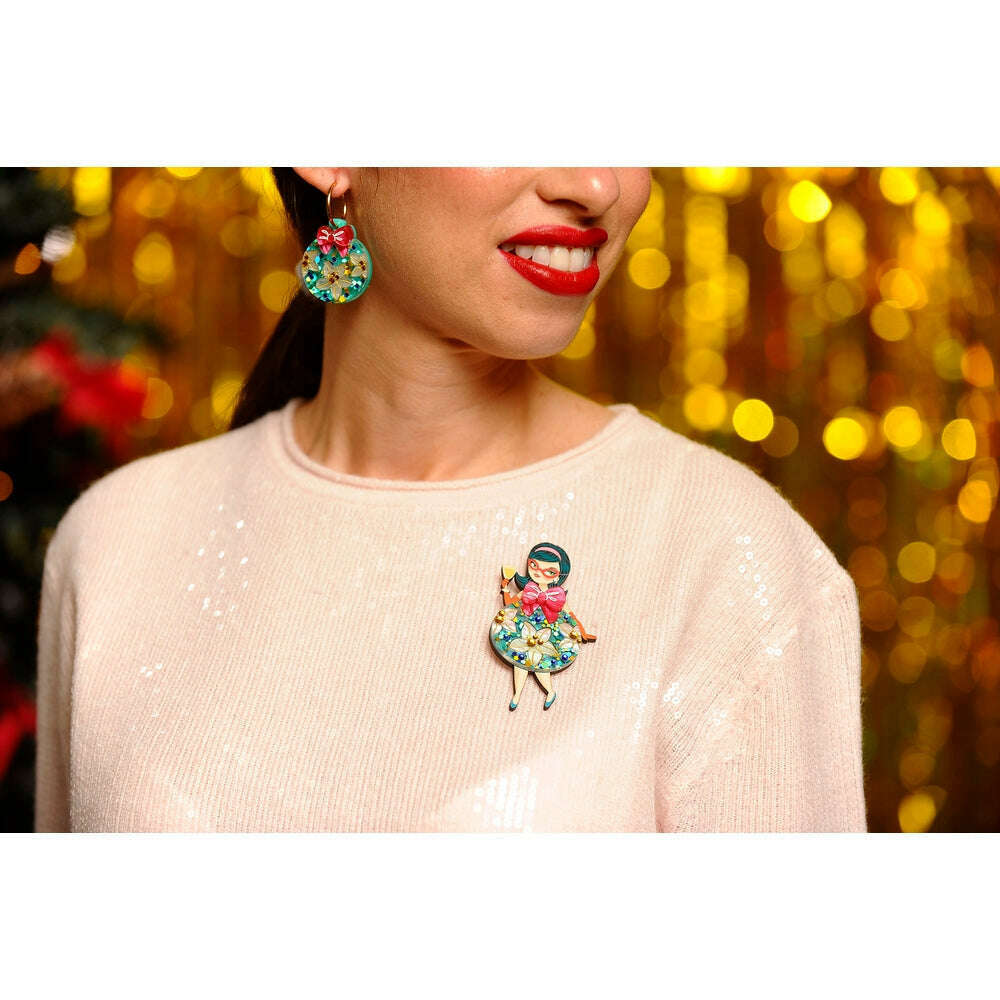 Floral Christmas Tree Lady Ornament Brooch by Laliblue – view 2
