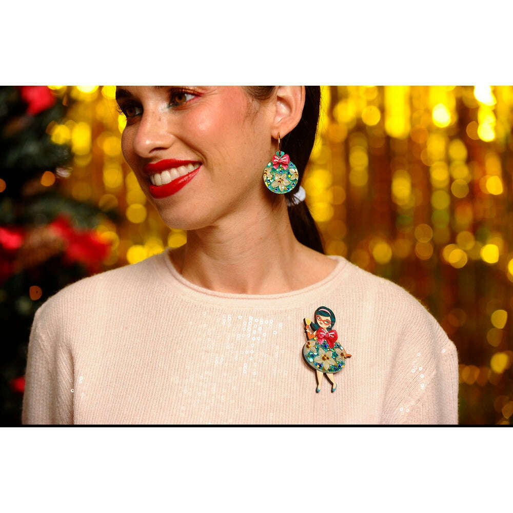 Floral Christmas Tree Lady Ornament Brooch by Laliblue – view 4