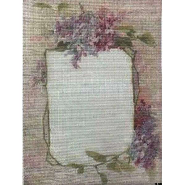 Floral Keepsake Designer Printed AIDA Fabric. Canvas for embroidery with an applied background  KF-1332A