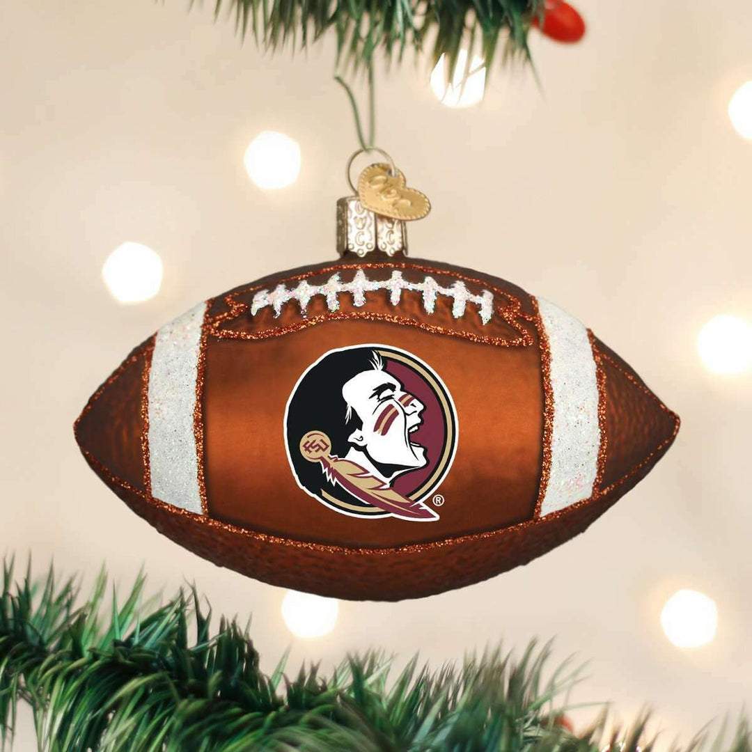 Old World Christmas Florida State Football Blown Glass Ornament