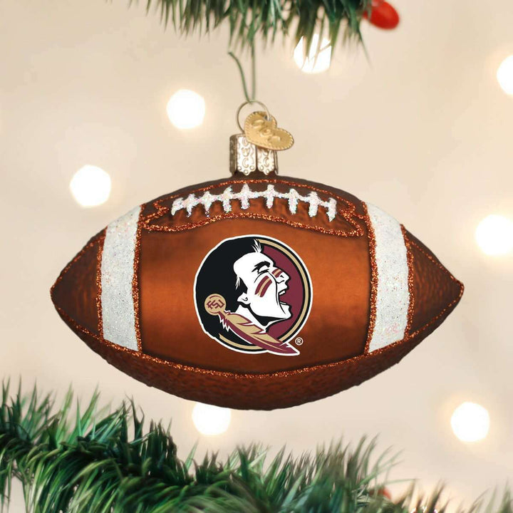 Old World Christmas Florida State Football Blown Glass Ornament