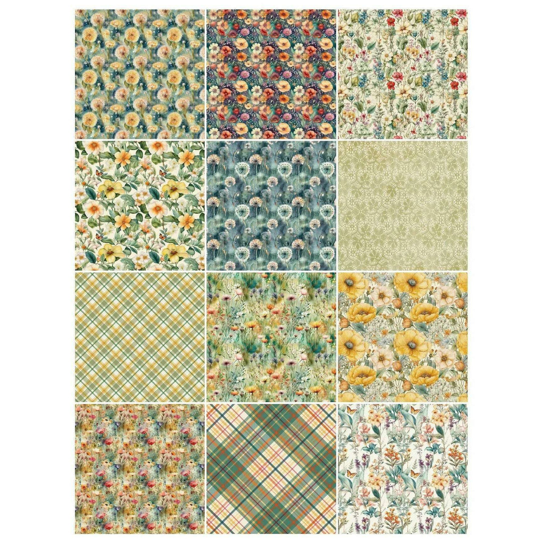 Flower Garden Scrapbook Paper Pack. 12 Sheets of 15.2x15.2cm Heavyweight Paper Pad F07M2-3 AC230701-06