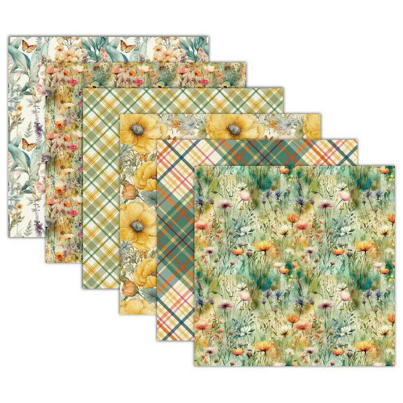 Flower Garden Scrapbook Paper Pack. 12 Sheets of 15.2x15.2cm Heavyweight Paper Pad F07M2-3 AC230701-06