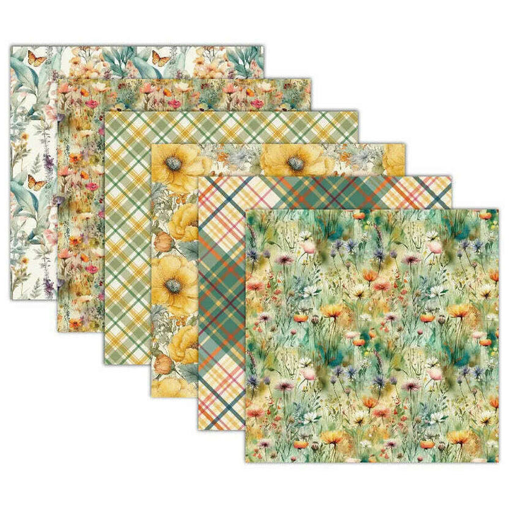 Flower Garden Scrapbook Paper Pack. 12 Sheets of 15.2x15.2cm Heavyweight Paper Pad F07M2-3 AC230701-06