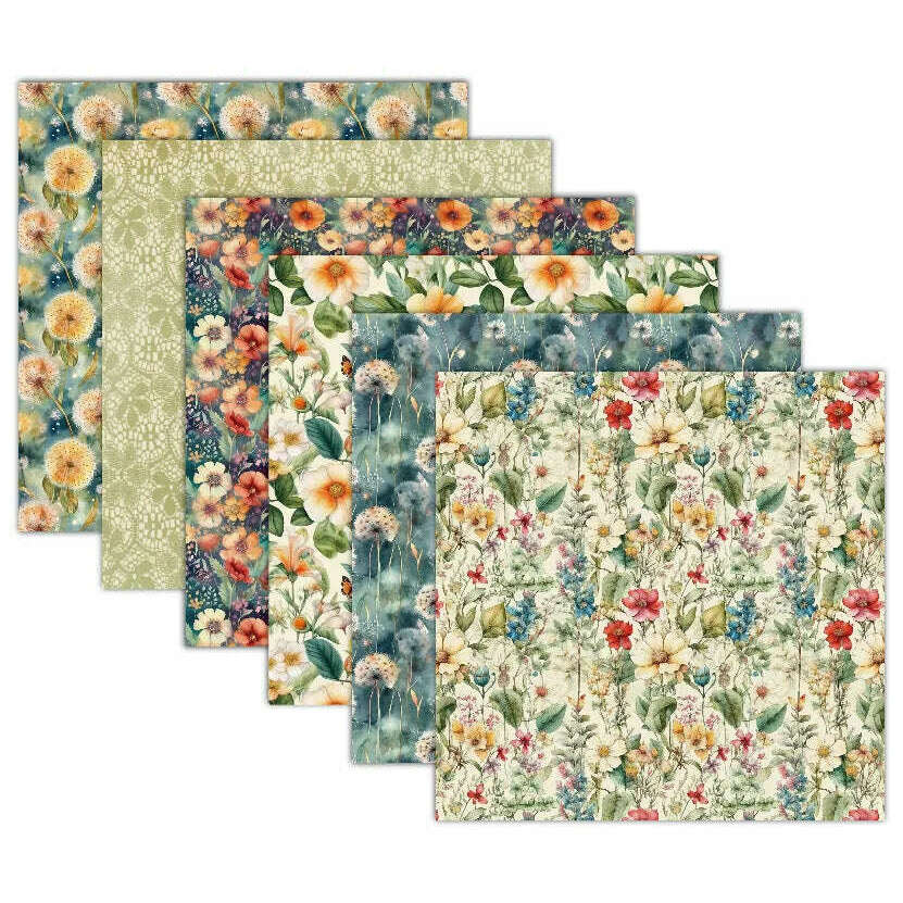 Flower Garden Scrapbook Paper Pack. 12 Sheets of 15.2x15.2cm Heavyweight Paper Pad F07M2-3 AC230701-06