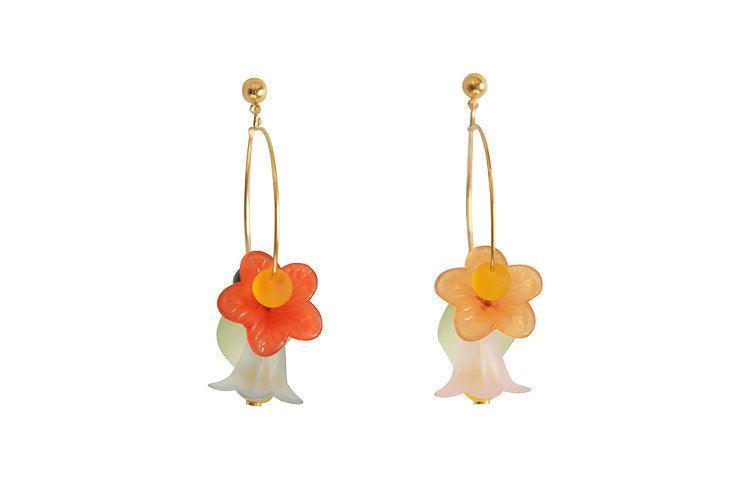 Flowered Hoop Earrings Halloween Brooch by Laliblue - Quirks!