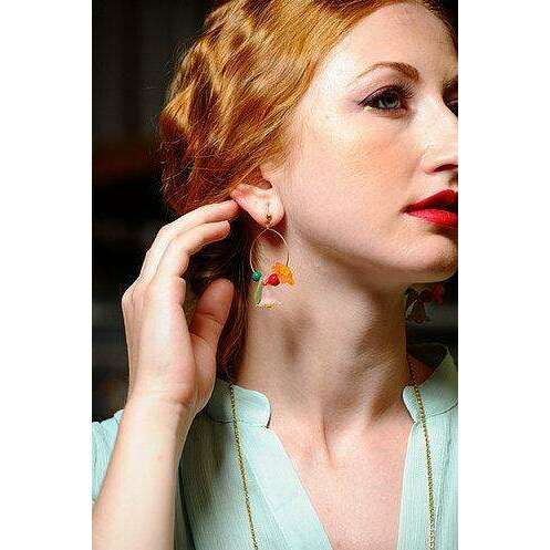 Flowered Hoop Earrings Halloween Brooch by Laliblue - Quirks!