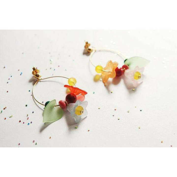 Flowered Hoop Earrings Halloween Brooch by Laliblue - Quirks!