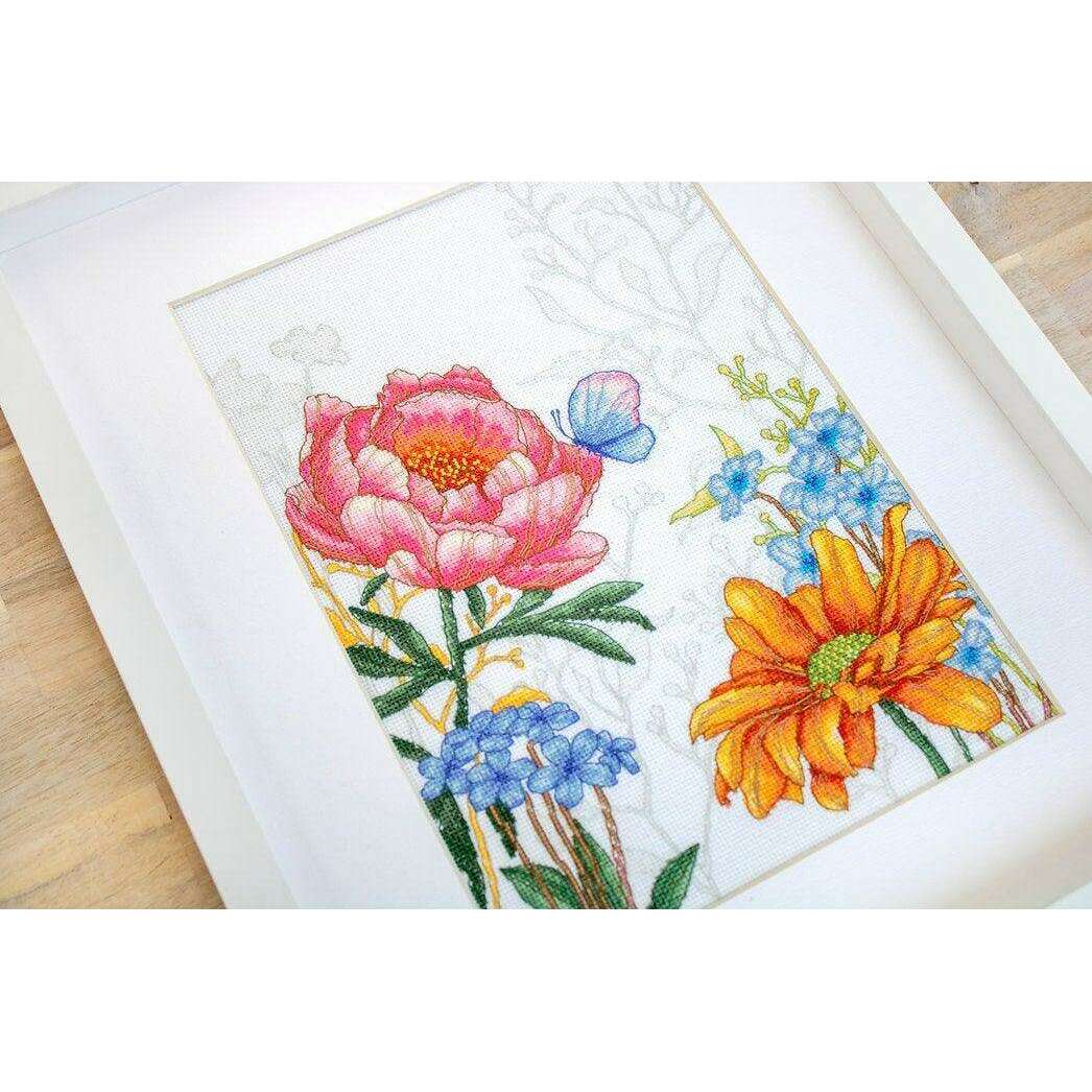 Flowers and Butterfly BU4019L Counted Cross-Stitch Kit