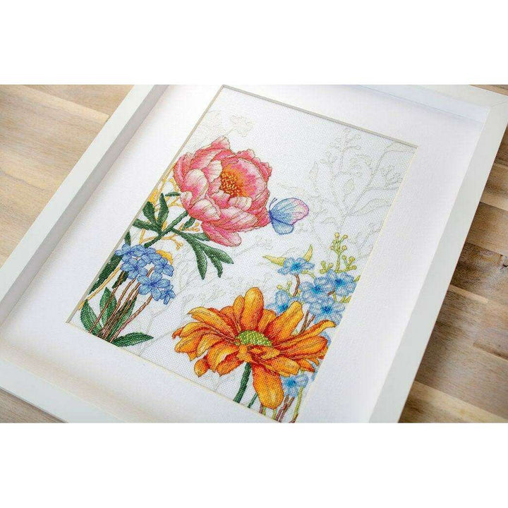 Flowers and Butterfly BU4019L Counted Cross-Stitch Kit