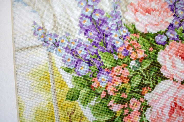 Flowers at the Window BU4016L Counted Cross-Stitch Kit