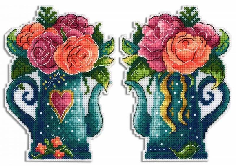Flowers Of Love SR-575 Plastic Canvas Counted Cross Stitch Kit
