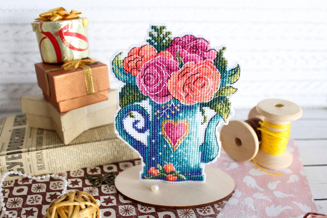 Flowers Of Love SR-575 Plastic Canvas Counted Cross Stitch Kit