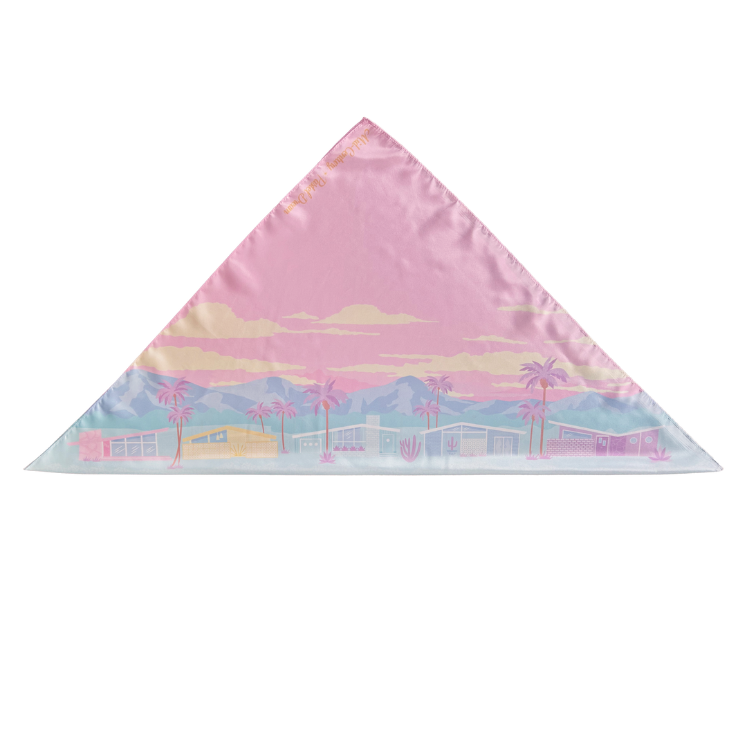 'Mid-Century Pastel Dream' Satin Scarf