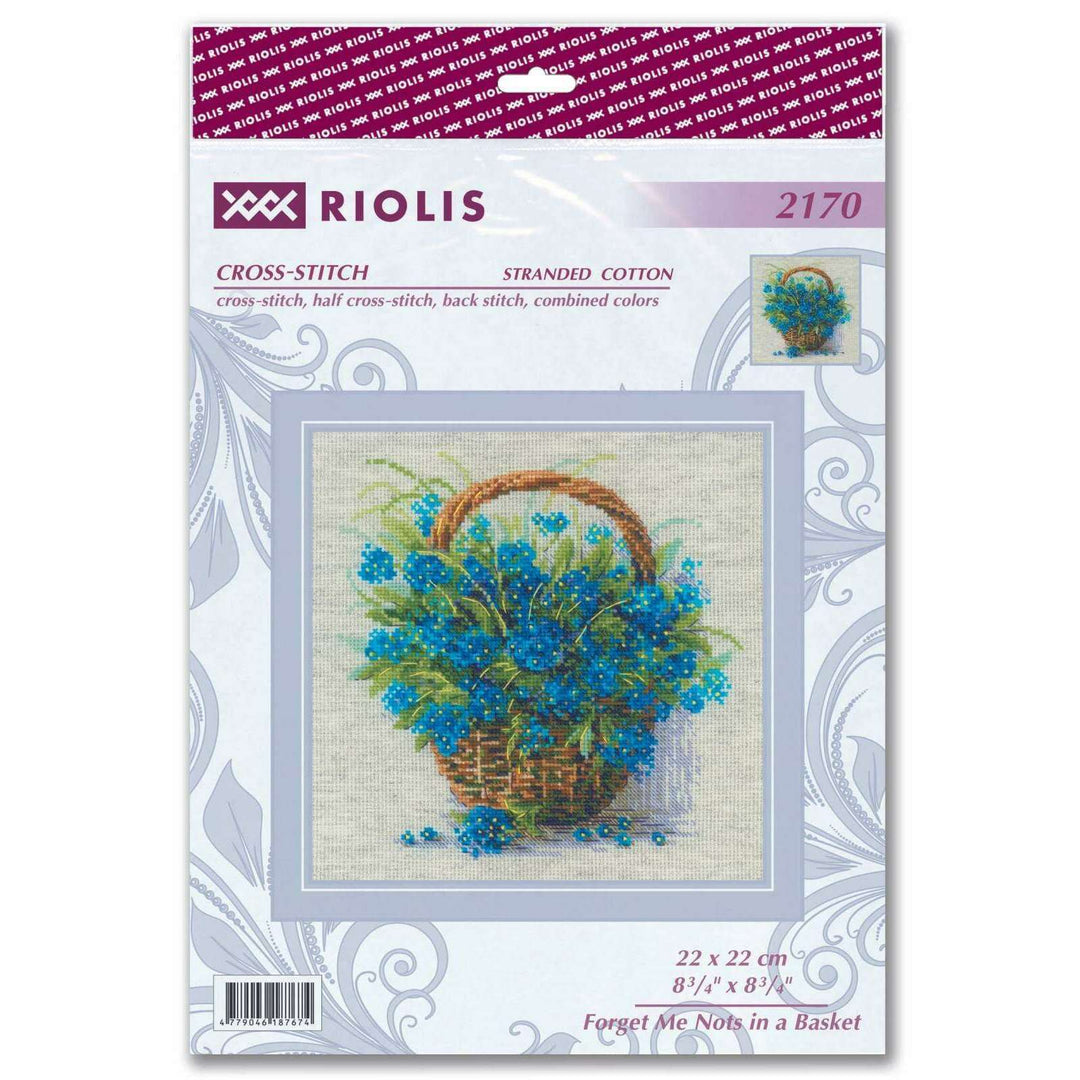 Forget Me Nots in a Basket R2170 Counted Cross Stitch Kit
