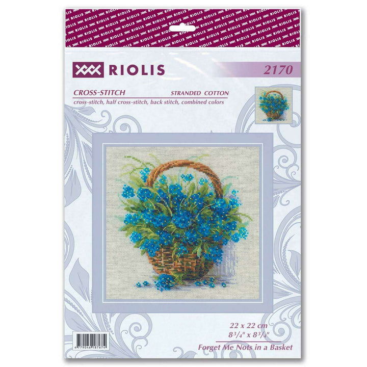 Forget Me Nots in a Basket R2170 Counted Cross Stitch Kit