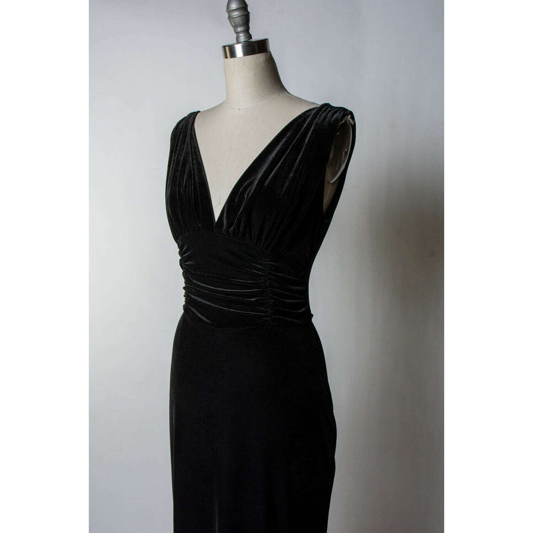 Formal Athena Gown  Dress - Stretch Velvet, Black