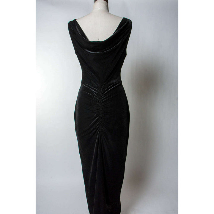 Formal Athena Gown  Dress - Stretch Velvet, Black