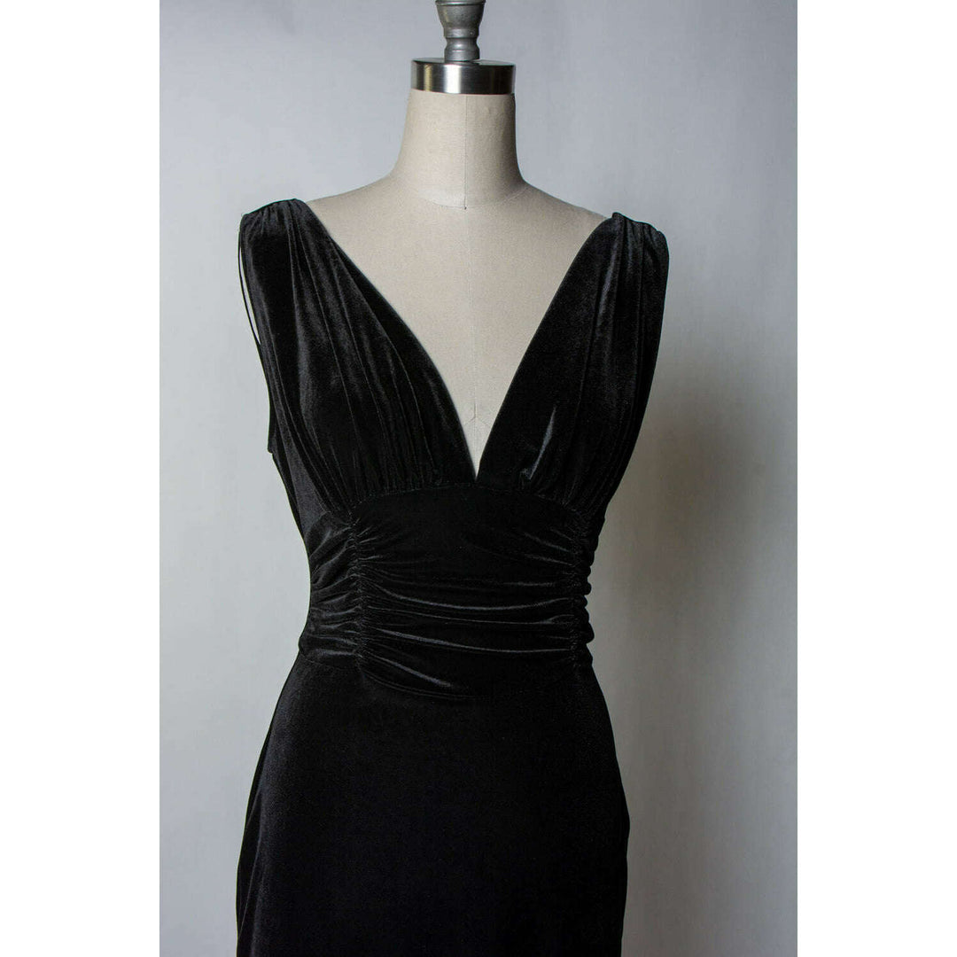 Formal Athena Gown  Dress - Stretch Velvet, Black