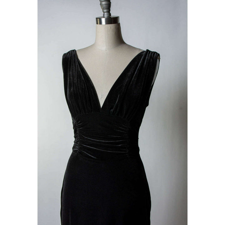 Formal Athena Gown  Dress - Stretch Velvet, Black