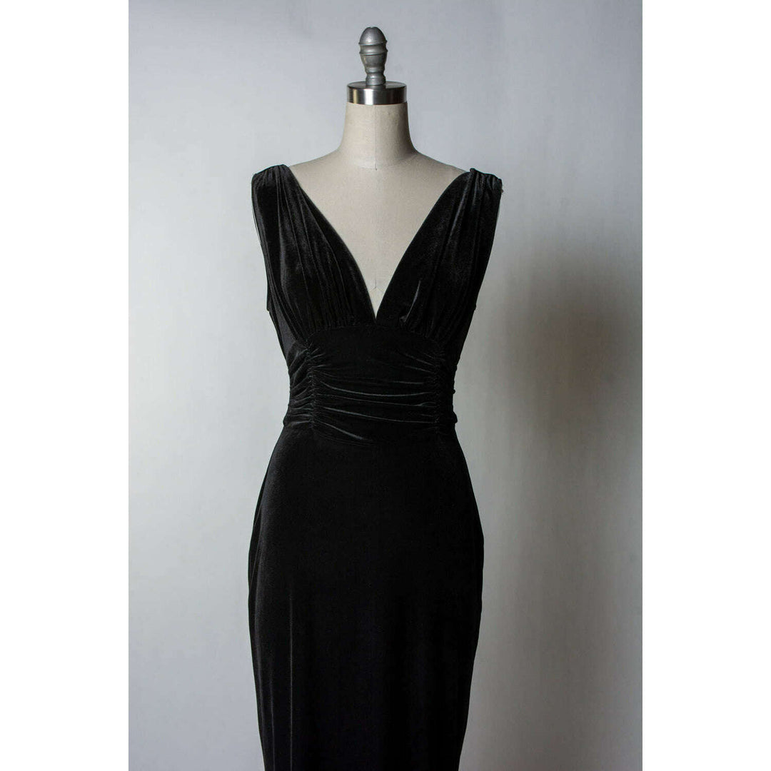 Formal Athena Gown  Dress - Stretch Velvet, Black