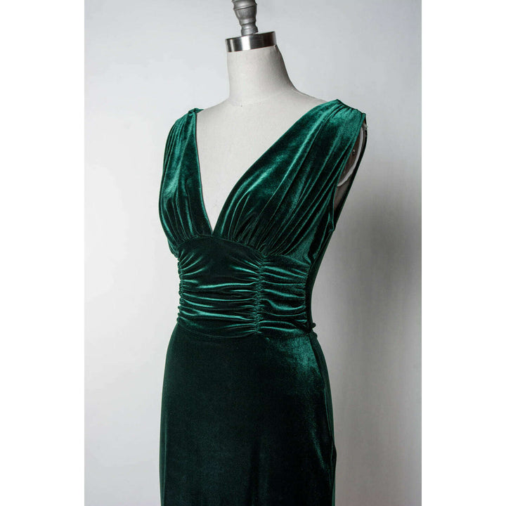 Formal Athena Gown Dress - Stretch Velvet, Hunter Green