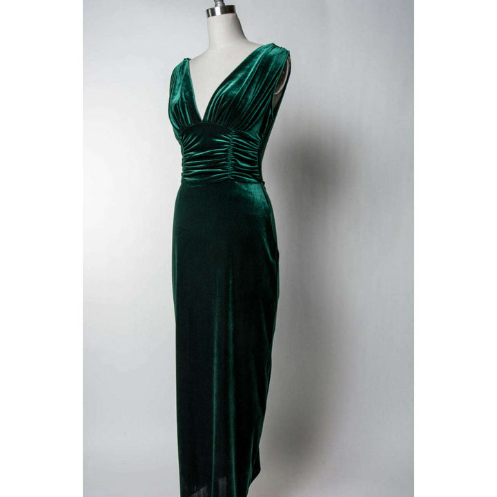 Formal Athena Gown Dress - Stretch Velvet, Hunter Green