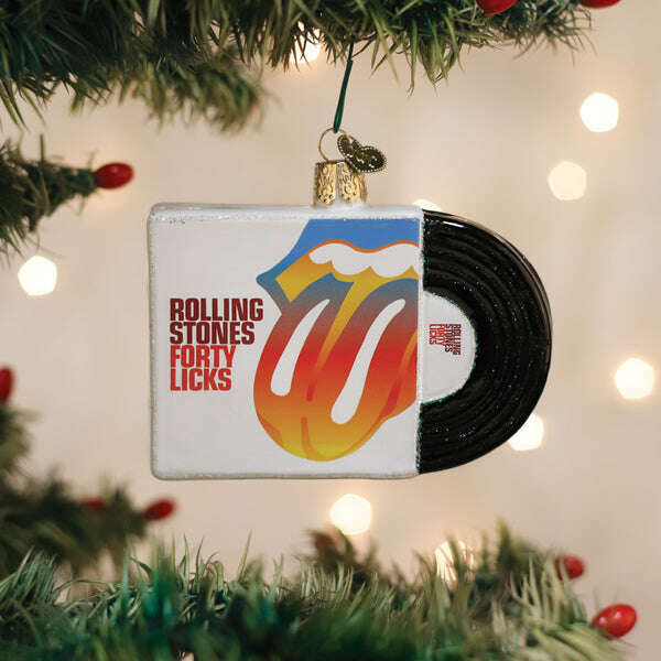 Old World Christmas Forty Licks Album Cover Blown Glass Ornament