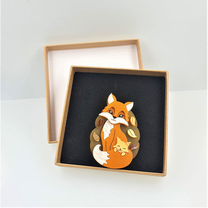 Fox And Cub Brooch by Cherryloco Jewellery 3