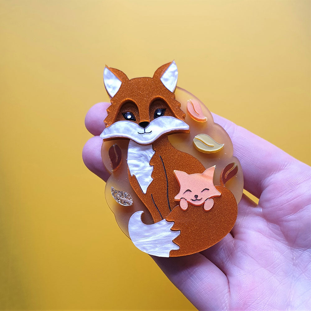 Fox And Cub Brooch by Cherryloco Jewellery 4