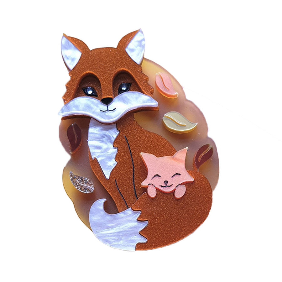 Fox And Cub Brooch by Cherryloco Jewellery 1