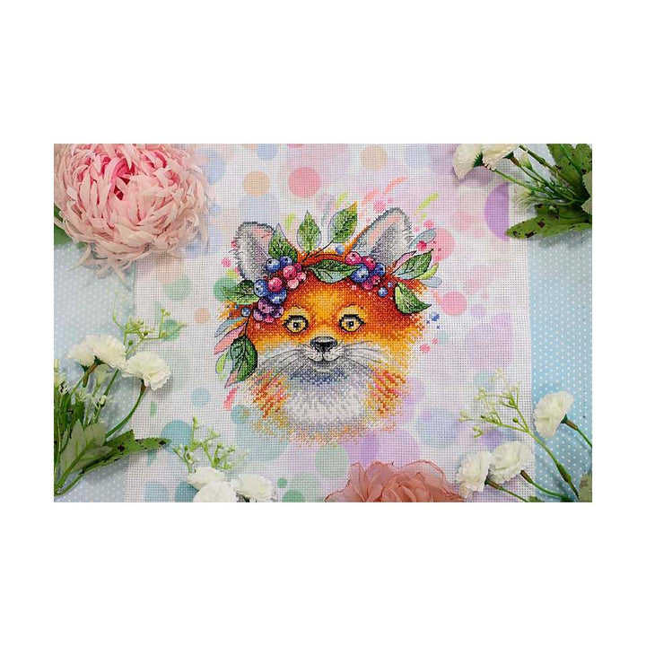 Fox with Flowers M-555 / SM-555 Counted Cross Stitch Kit
