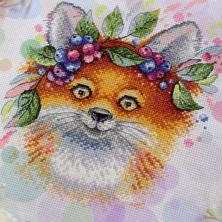 Fox with Flowers M-555 / SM-555 Counted Cross Stitch Kit