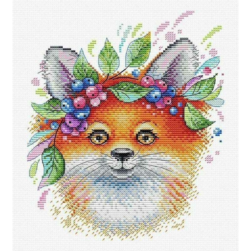 Fox with Flowers M-555 / SM-555 Counted Cross Stitch Kit