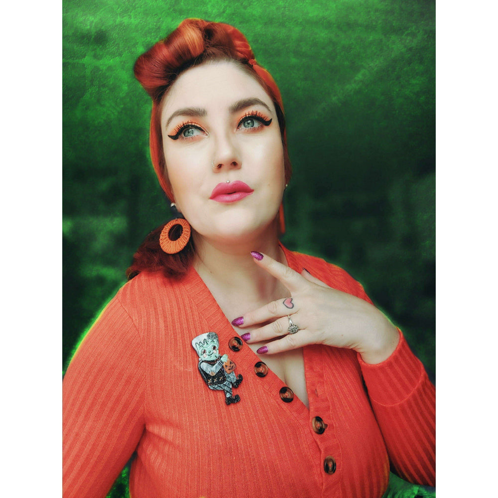 Frankenstomp Brooch by Johanna Parker x Lipstick & Chrome — Folk Art Frankenstein Pin – view 3