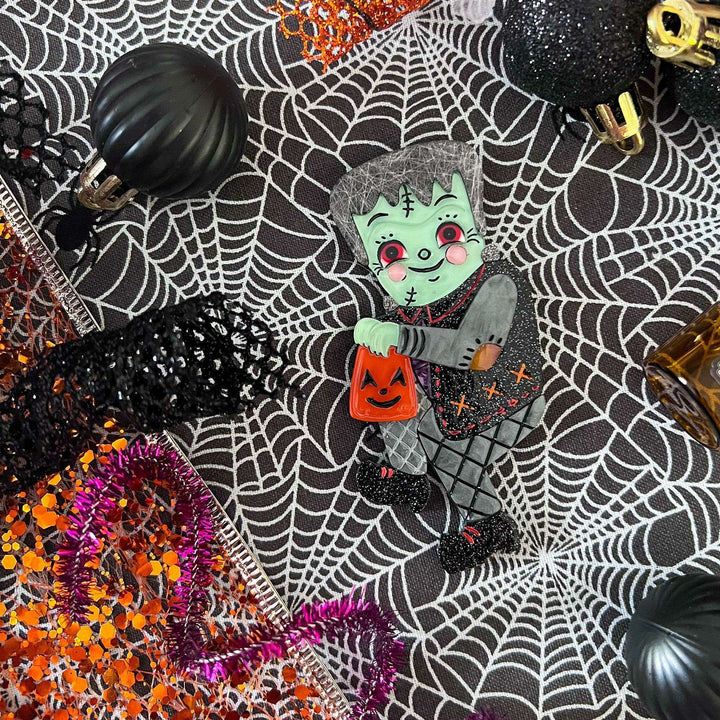 Frankenstomp Brooch by Johanna Parker x Lipstick & Chrome — Folk Art Frankenstein Pin – view 4