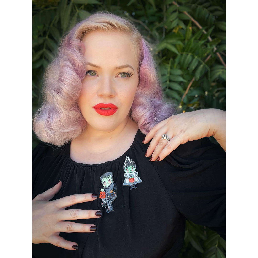 Frankenstomp Brooch by Johanna Parker x Lipstick & Chrome — Folk Art Frankenstein Pin – view 6