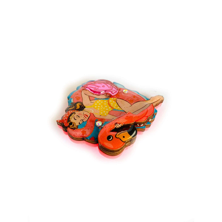 Frankie & the Flamingo Float Brooch by Rosie Rose Parker