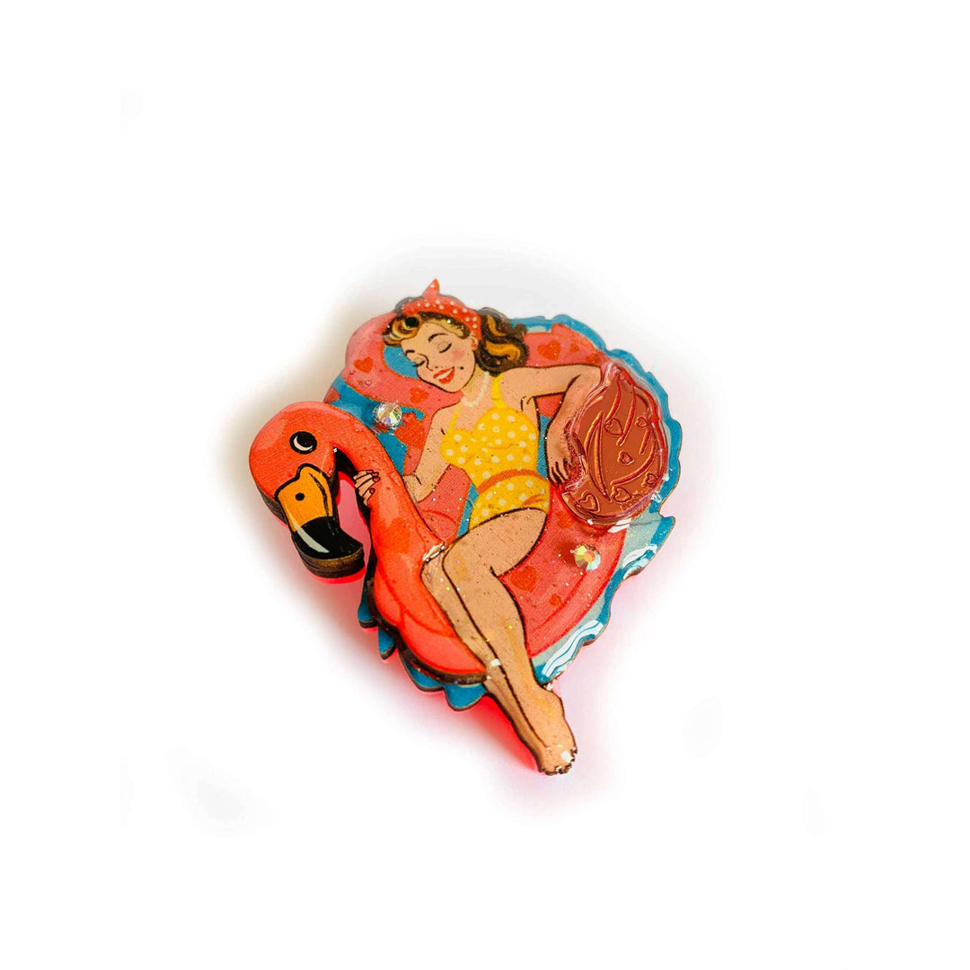 Frankie & the Flamingo Float Brooch by Rosie Rose Parker
