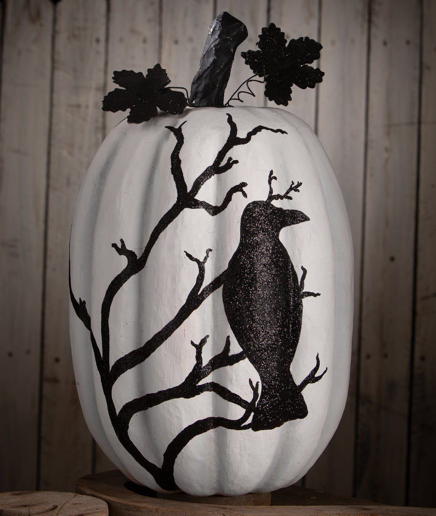 Black & White Raven Pumpkin by Bethany Lowe Designs, halloween decor